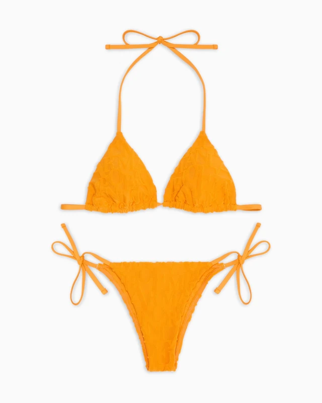 EMPORIO ARMANI Woman 3D Bold Logo Triangle Bikini Orange M