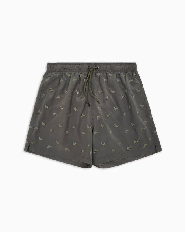 EMPORIO ARMANI Man All Over Embroidery Mid Boxer Green L
