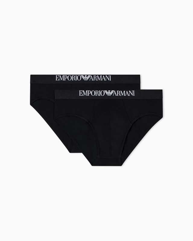 Emporio Armani Man's Soft Touch Bamboo Viscose 2-Pack Brief, Black, L