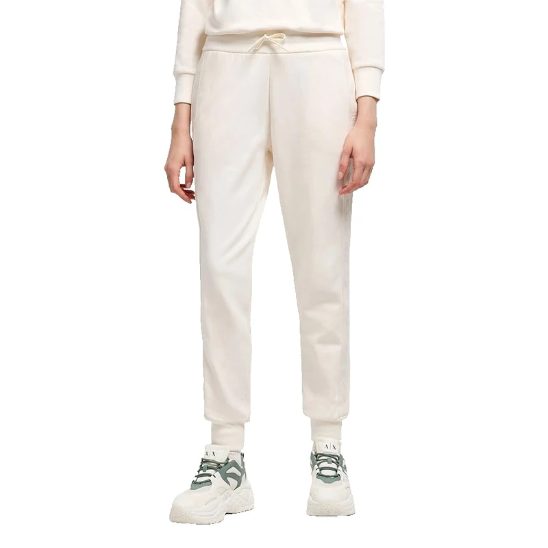 Armani Exchange Women's Arte Sella, Monogram Tape Detail, Sweatpants, White, L, ISO, L
