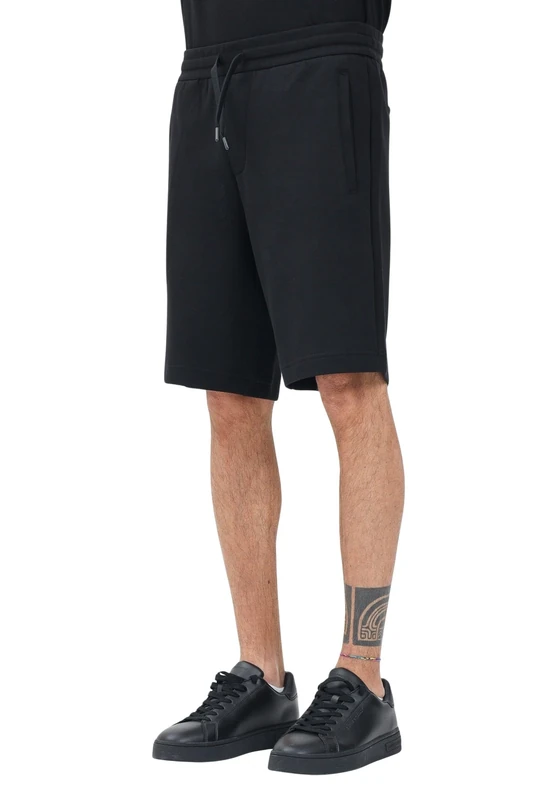 Armani Exchange Men's Icon, Drawstring Closure, Back Monogram Logo Bermuda Shorts, Black, M, Black, M