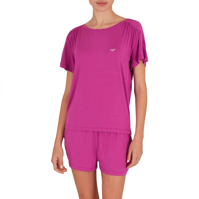 EMPORIO ARMANI Woman Essential Studs Short Pajamas Set Violet S