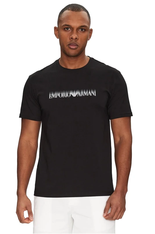 EMPORIO ARMANI Man Printed Out of Water Round-Neck T-Shirt Black XL