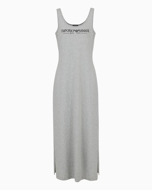 Emporio Armani Woman Everyday Cotton Long Dressing Gown Grey L