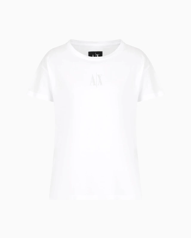 Armani Exchange Women's Icon Project, Shiny Logo, T-Shirt, White, XS