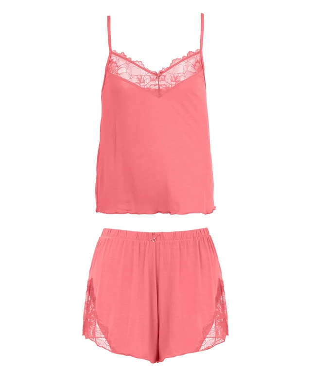 EMPORIO ARMANI Woman Eternal Lace Short Pajamas Set Pink XS