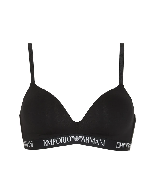 Emporio Armani Woman's Essential Cotton Padded Triangle Bra, Black, L