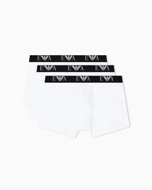 EMPORIO ARMANI Man's Core Logoband 3-Pack Trunk, White, L
