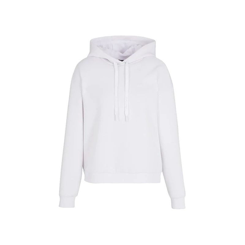 Armani Exchange Women's, Essential, embroidered logo signature, hooded Hooded Sweatshirt, Optic white, L