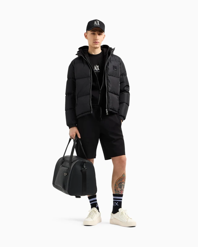 Armani Exchange Men's, Icon project, emboidered logo, full zip Hooded Sweatshirt, Black, XS