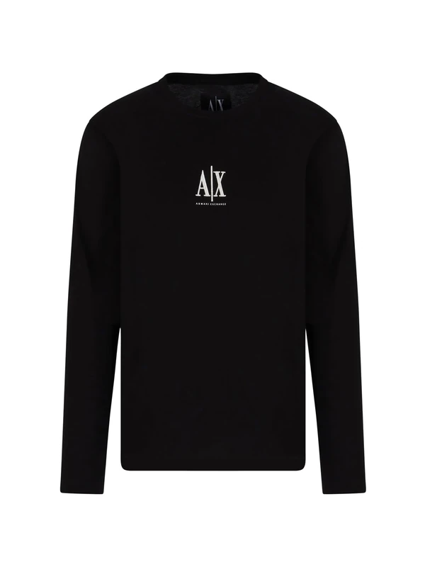Armani Exchange Men's Icon Project, Embroidered Logo, Long Sleeve, T-Shirt, Black, S