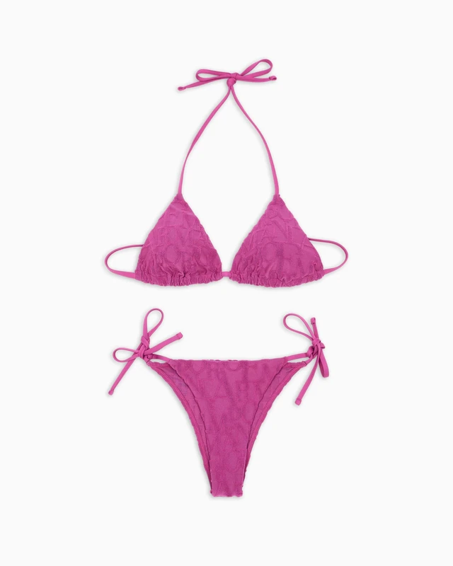 EMPORIO ARMANI Woman 3D Bold Logo Triangle Bikini Violet M