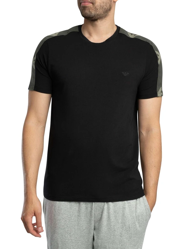 Emporio Armani Man Textured Logoband S/Sleeve T-Shirt Black S