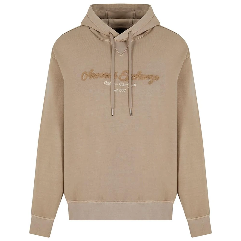 Armani Exchange Men's Urban Heights, Cornely Logo Signature, Hooded Sweatshirt, Brown, L, Roasted cashew, L