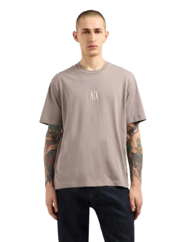 Armani Exchange Men's Icon Project, Embroidered Logo, T-Shirt, Brown, S