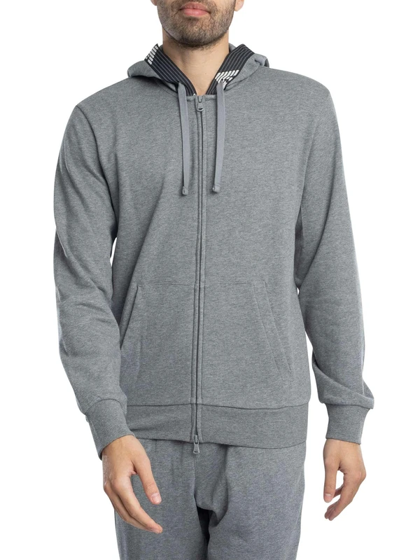 Emporio Armani Man Basic Terry Hoodie Zip Sweatshirt Grey S