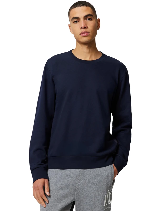 EMPORIO ARMANI Man Basic Terry Hoodie Sweatshirt Blue L