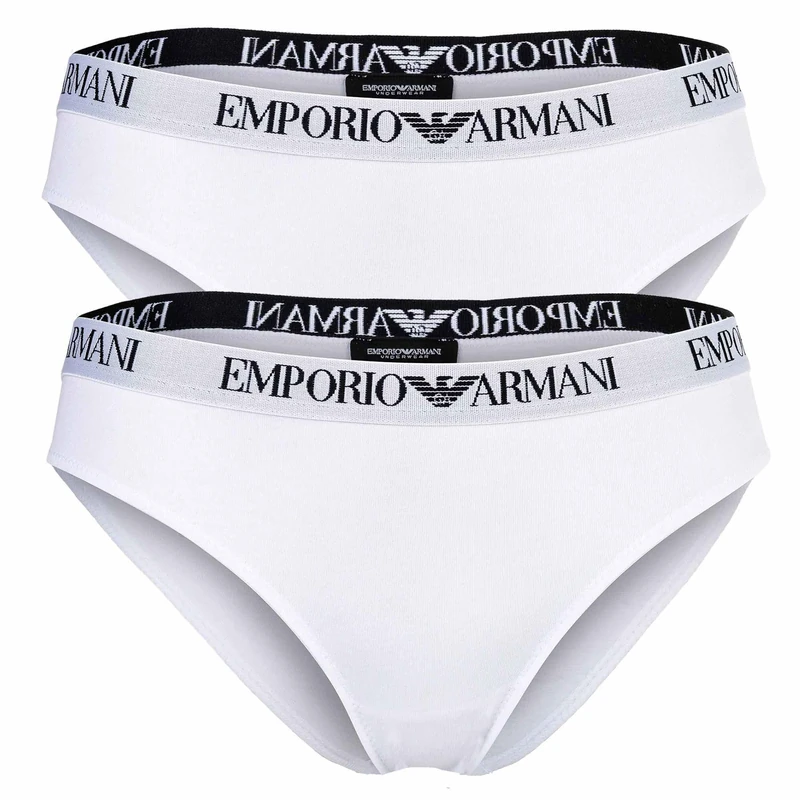 EMPORIO ARMANI Woman's Essential Cotton 2-Pack Brief, White, M