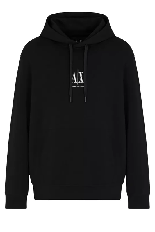 Armani Exchange Men's, Icon project, embroidered logo Hooded Sweatshirt, Black, S