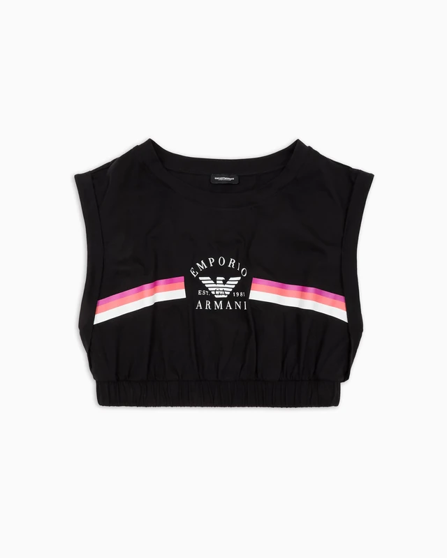 Emporio Armani Woman Logo Band Crop Top Black L