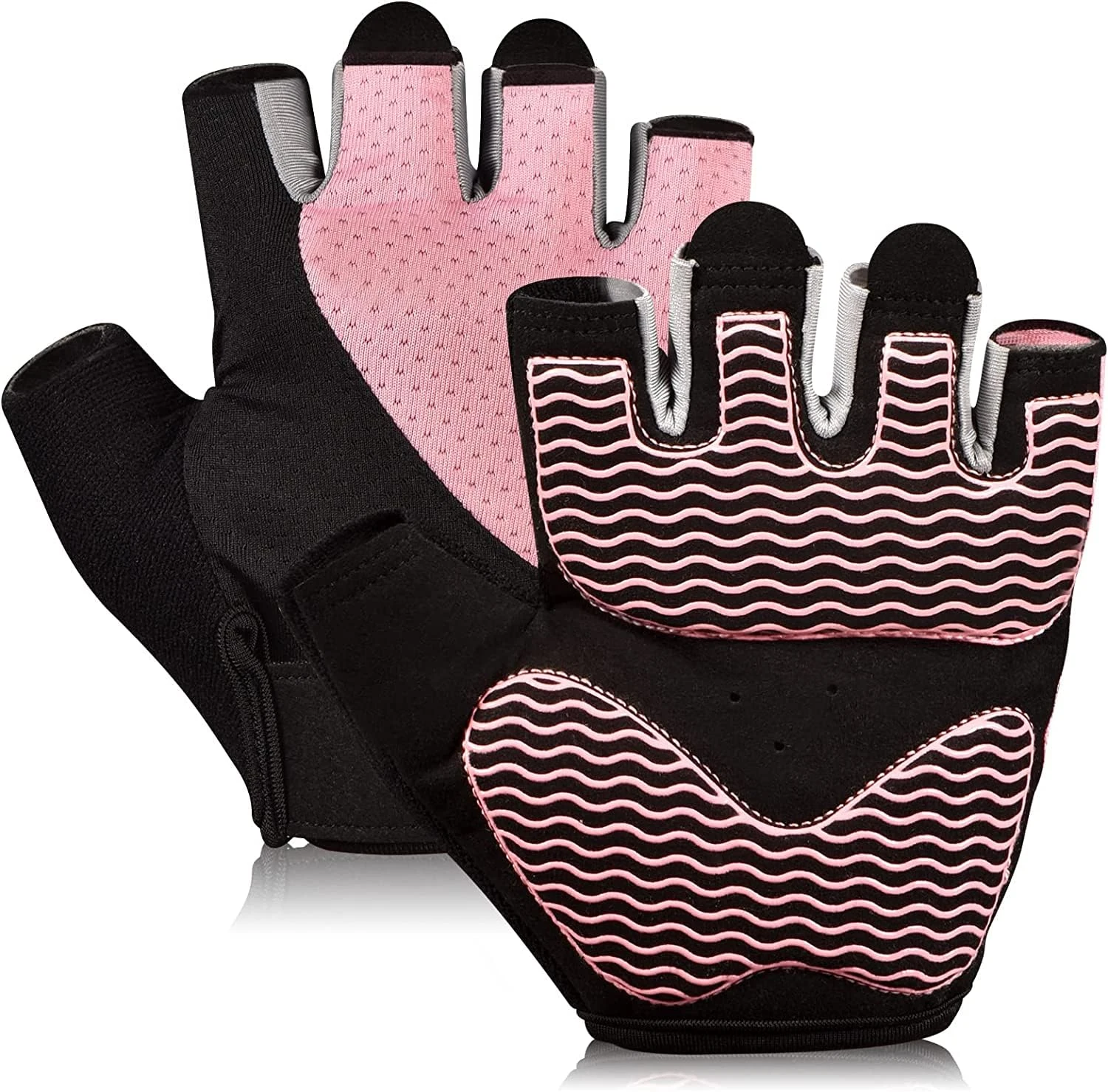 Sunnex Pink Women's Gym Gloves, Fingerless Workout Gloves for Weightlifting, Cycling, Climbing, Rowing - Padded Palm, Adjustable Velcro Closure, User-Friendly Design