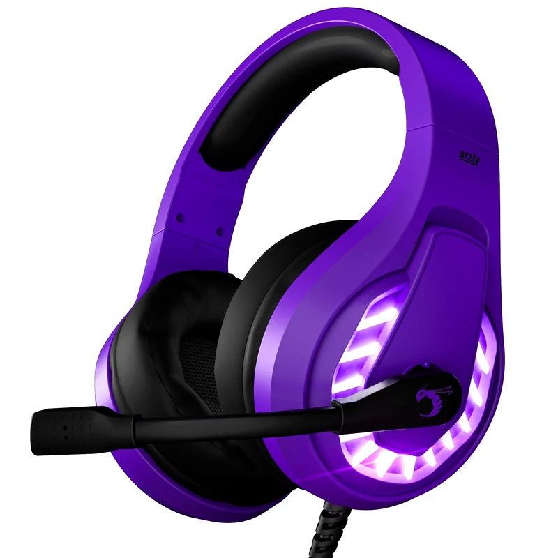 Orzly Gaming Headset for PC and Gaming Consoles PS5, PS4, XBOX SERIES X | S, XBOX ONE, Switch & Google Stadia Stereo sound with noise cancelling mic - RXH-30 Abyss Edition (Purple)