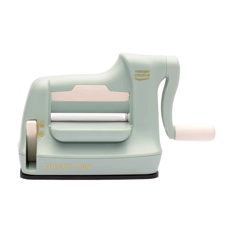 Vaessen Creative Die Cutting and Embossing Machine - Cut Easy Mini 7.5 cm - Mint Green - Card Making Supplies for Crafting, Scrapbooking, DIY and Journaling
