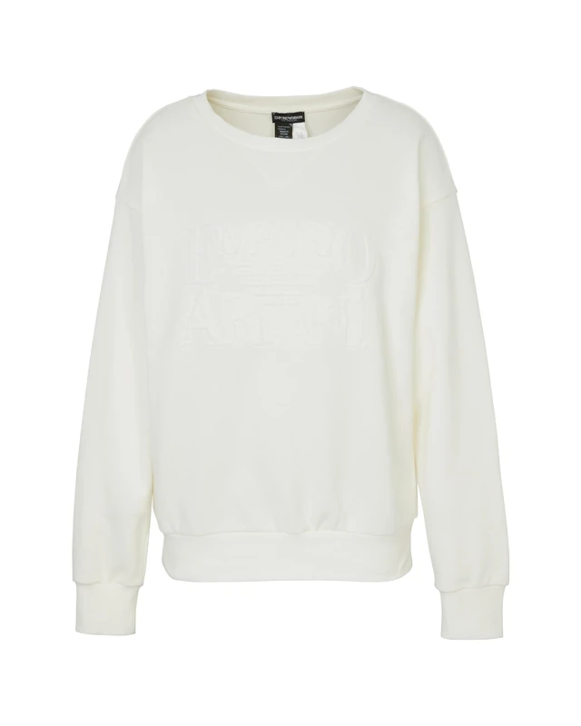 EMPORIO ARMANI Woman 3D Bold Logo Fleece Sweatshirt Beige S - Image 1