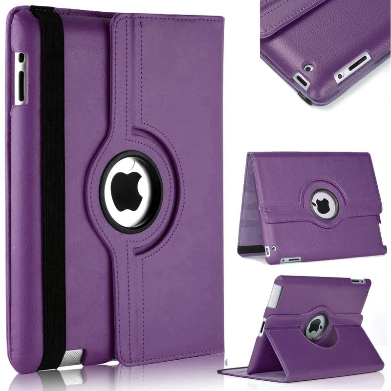 Rotate 360 Leather Case For Apple iPad Air 1, 2, 5th Generation, 6th Generation (Purple)