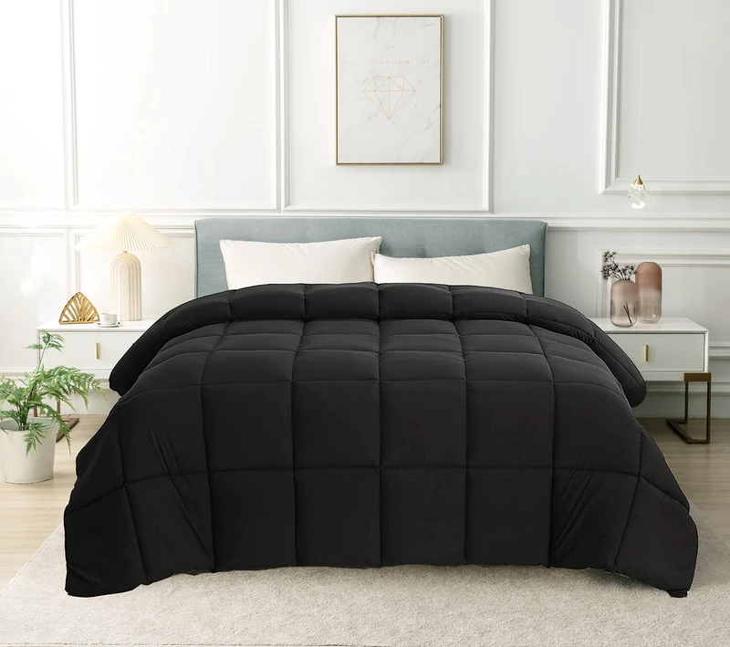 Cozynight Down Alternative Comforter-All Season King Comforters Duvet Insert with Corner Tabs-Breathable-Box Stitched Reversible Black Comforter 106x90 inches