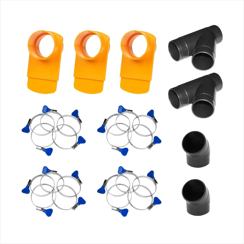 POWERTEC 2-1/2 Inch Dust Collection Fittings Kit with Connectors, Blast Gates and Stainless Steel Hose Clamps for 3 Machine Setup, Dust Collection System for Woodworking Dust Collection Hose (70315)