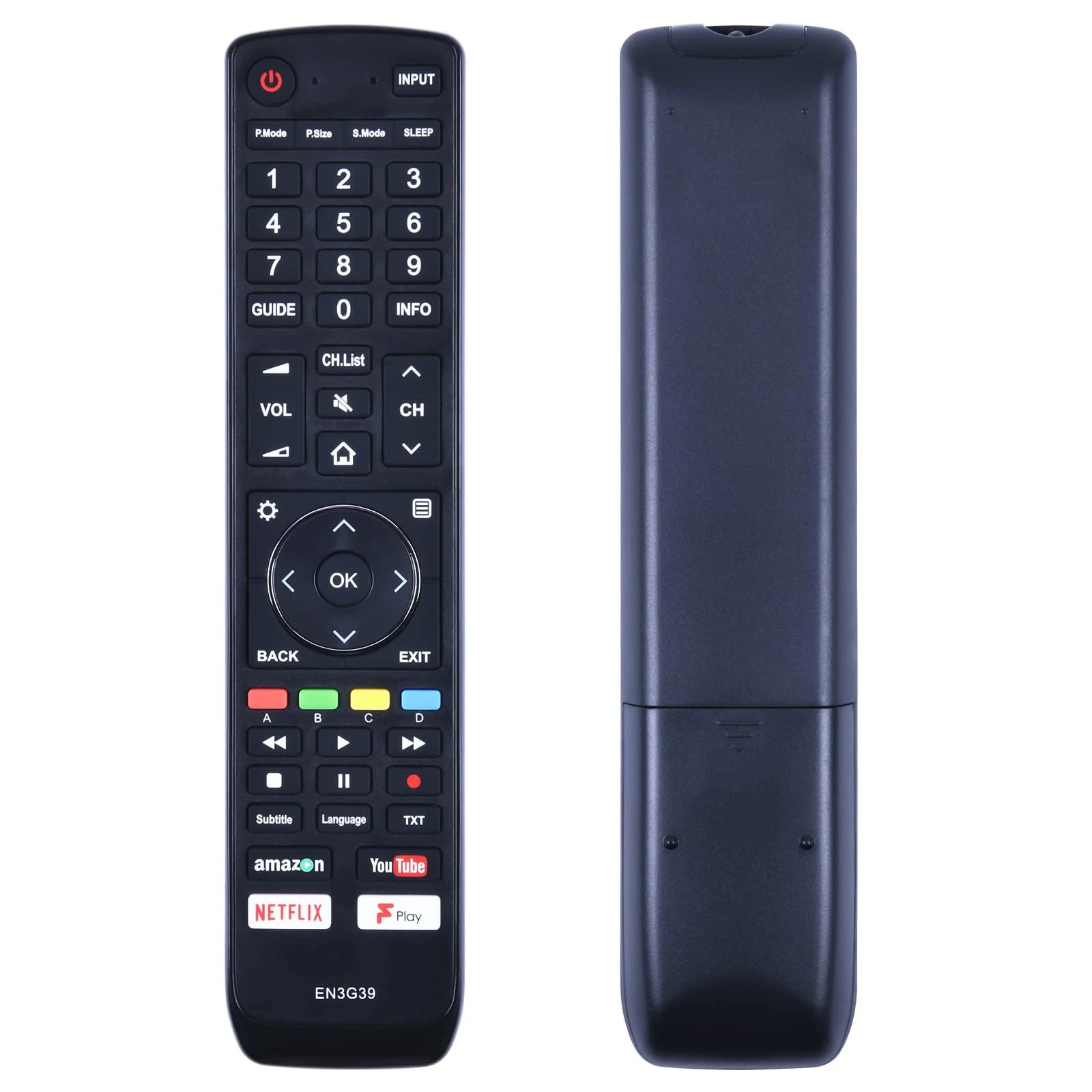 EN3G39 Replacement Remote Control Suitable for Hisense smart TV H43N5500UK H43A6200UK H49N5500 H49N5700 H49N6600 H50N5900 H50A6200 H55A6200 H55A6550UK H65A6200 H65A6200UK