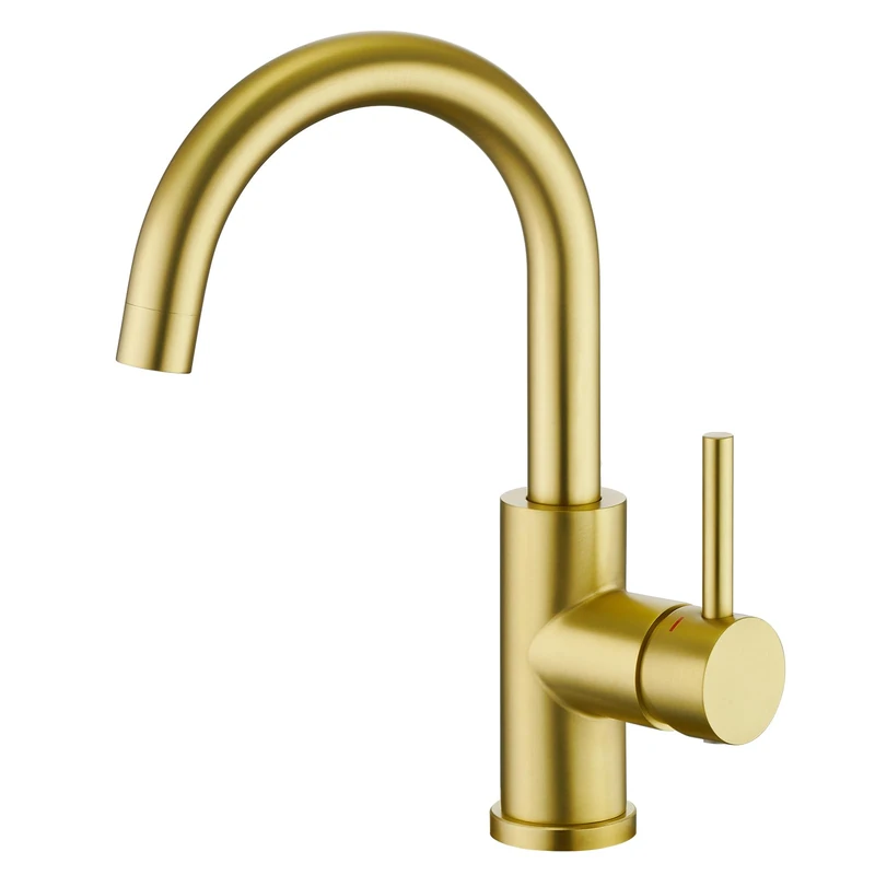 CREA Bar Sink Faucet, Sink Faucet Single Hole Gold for Bathroom Kitchen Campers with Deck Plate Prep Wet Utility Small Mini Outdoor Faucet Vessel Farmhouse Vanity Lavatory