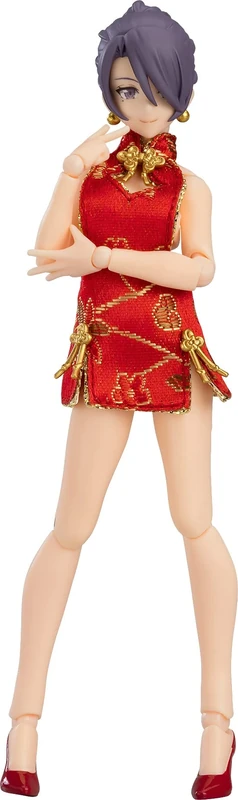 GOOD SMILE COMPANY figma Figure Female Body (Mika) with Mini Skirt Chinese Dress Outfit, Red