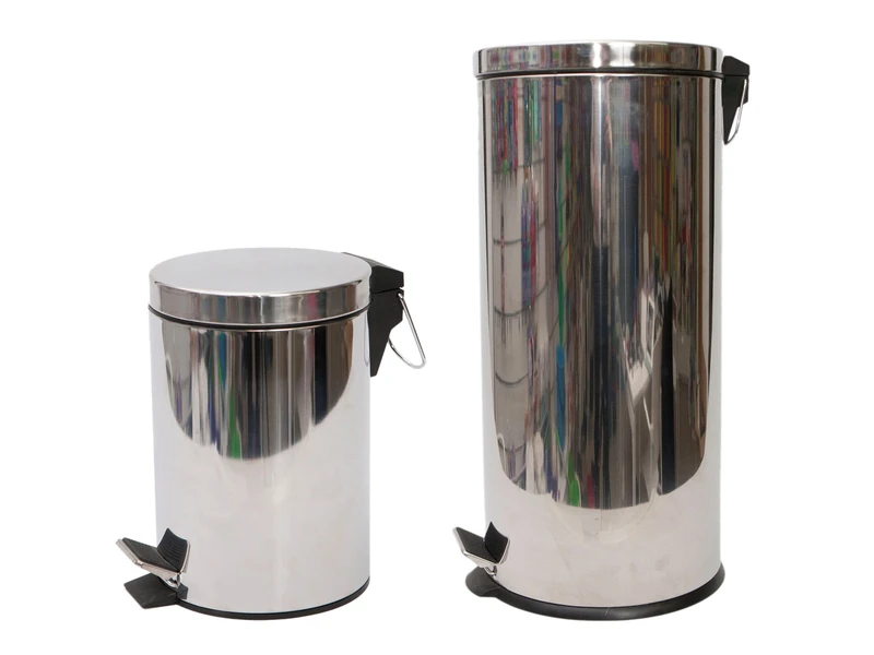 Stainless Steel Trash Can With Pedal - Set 2 Trash Bins 5L and 30L - Image 1