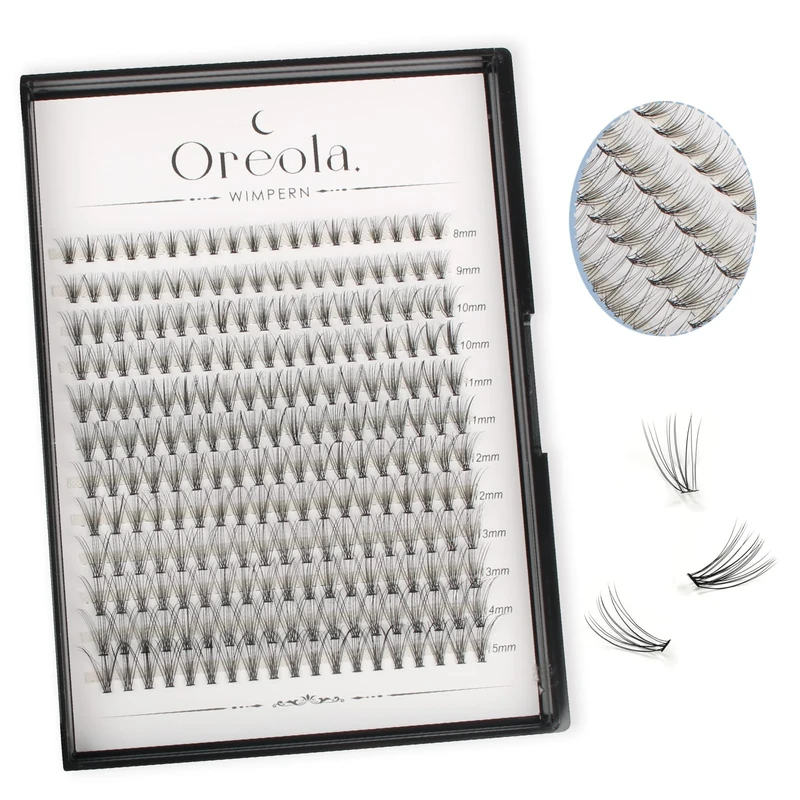 Oreola 228Pcs Cluster Lash Extensions Mixed False Eyelash Extensions 20D Lashes Cluster Natural and Wispy Reusable Eyelash Bundles 0.07D Curl 8-15mm