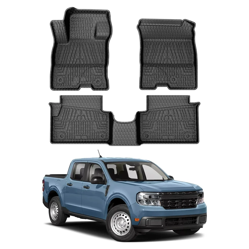 Mixsuper Custom Fit for Floor Mats 2022-2023 Ford Maverick (Only Fits Hybrid Models) All Weather Floor Liners 1st & 2nd Row Liner Set Balck