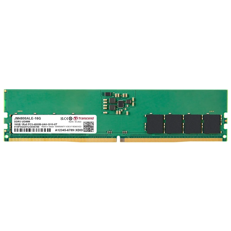 Transcend JetRam 16GB DDR5 RAM 4800MHz Unbuffered Long-DIMM 1Rx8 CL40 1.1V, JM4800ALE-16G