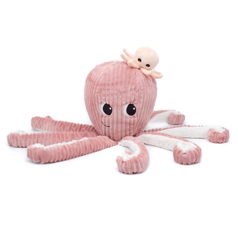 Les Déglingos - Filou la Pieuvre Manan et Son Baby - Pink - Les PTIPOTOS - Cuddly Toy for Babies - Plush Toy for Babies - Birth Gift