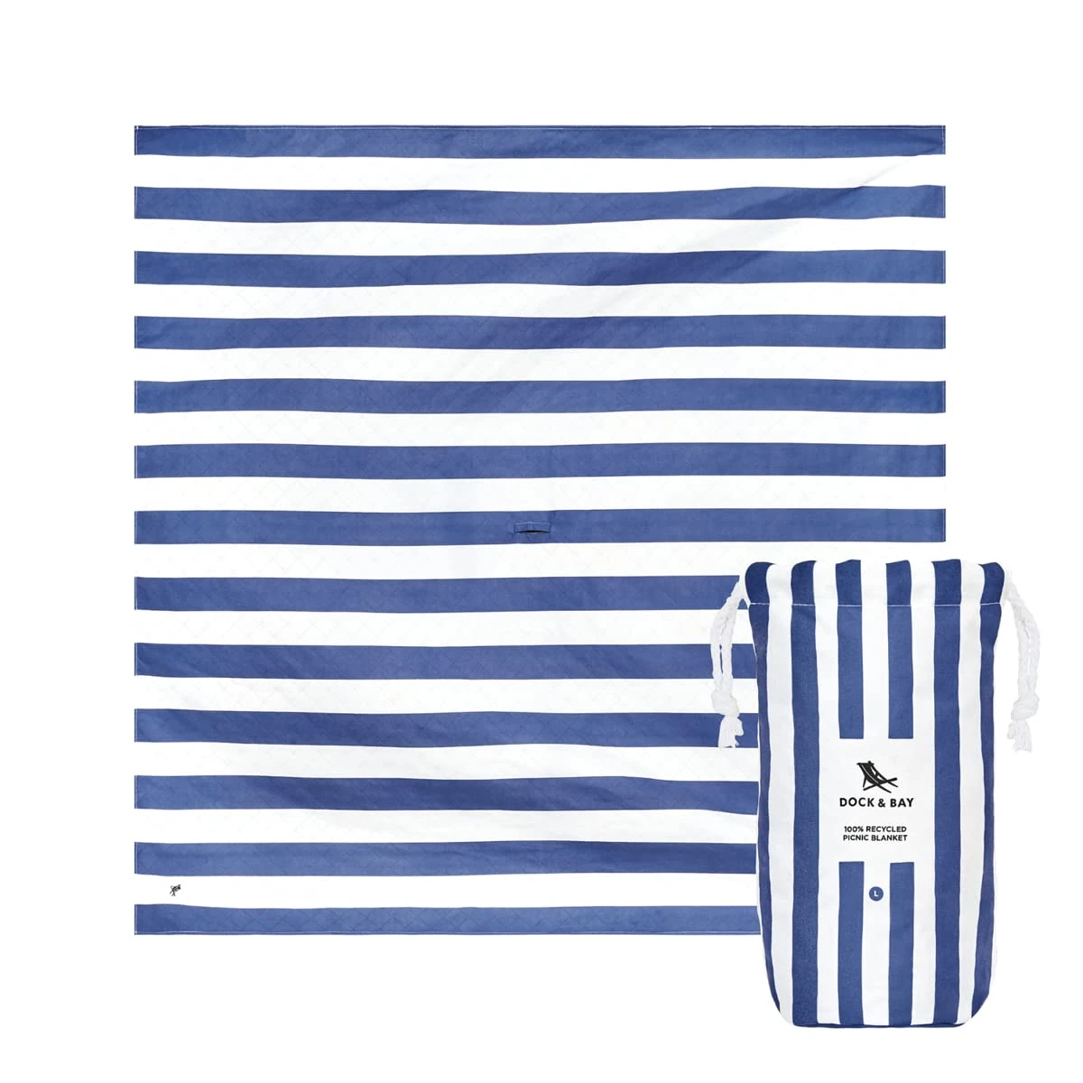 Dock & Bay Picnic Blanket - Quick Dry & Water Resistant - 100% Recycled Materials - Extra Large (240x170cm) - Whitsunday Blue