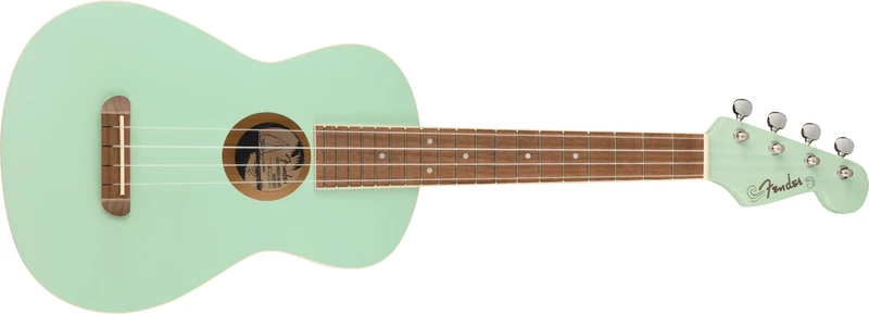 Fender Avalon Tenor Ukulele for Adults and Kids, Basswood Construction, Walnut Fingerboard, Classic Fender Stratocaster Headstock, in Surf Green