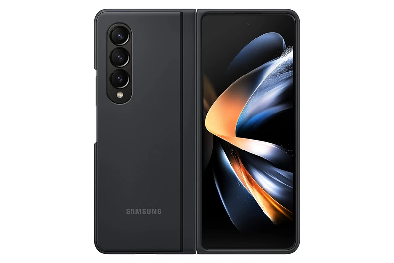 Samsung Galaxy Z Fold4 Slim Standing Cover, Protective Phone Case, Prop Up for Hands Free Viewing, Soft, Matte Surface, US Version, Black