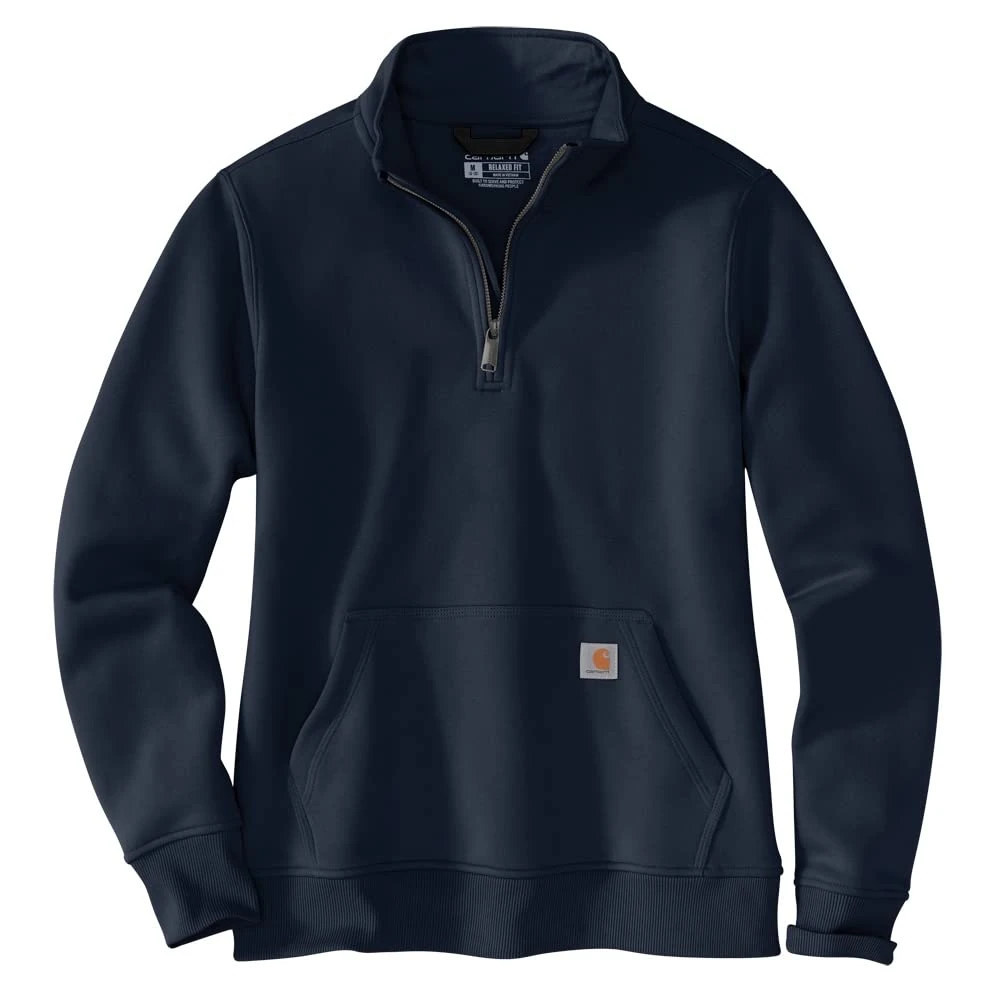 Carhartt Women's 105295 Women's Relaxed Fit Midweight Quarter Zip Mock Neck Swe, Navy, XL