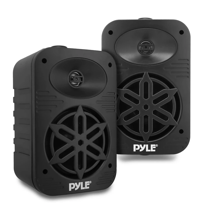 Pyle Indoor Outdoor Bluetooth Speakers Pair, 500W Waterproof 13.3cm 2-Way Full Range System, AM FM Radio with Bluetooth, Portable Sound for Home, Boat, Patio, Deck, or Poolside (Black)