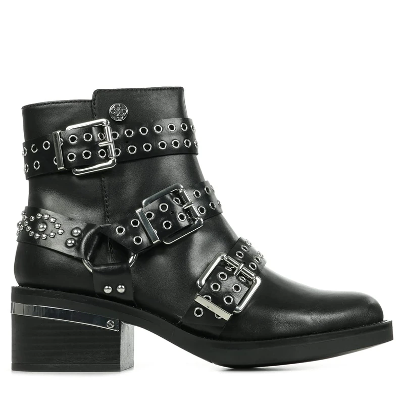 Guess Fifii Women's Ankle Boots Leather Combination Elegant Leisure Plain, black, 7 UK