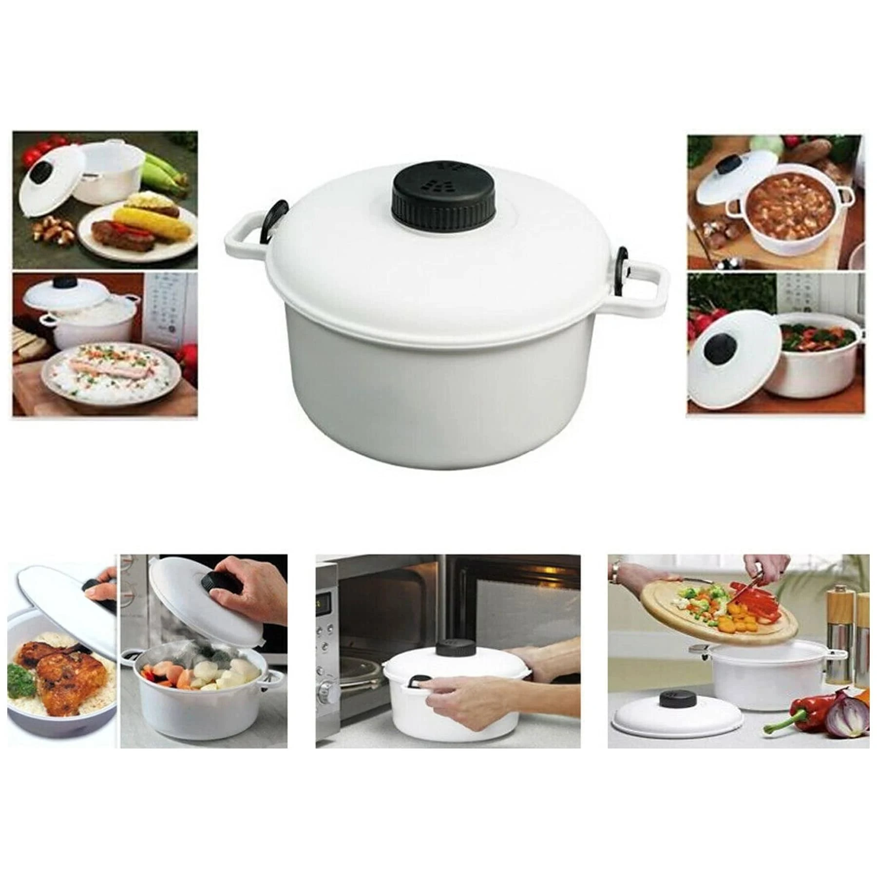 Microwave Pressure Cooker Easy Cook Micro Kitchen Compact Rice Vegetable