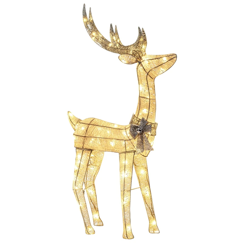 Solpex Christmas Reindeer Deocrations Lighted Xmas Reindeer 100 LED Twinkling deer Deocrations for HomeGarden and Party（ 120cm, Warm White）