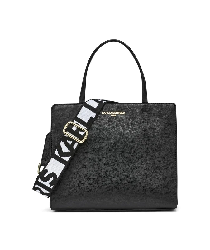 KARL LAGERFELD Paris Maybelle Satchel, Black/Gold, One Size