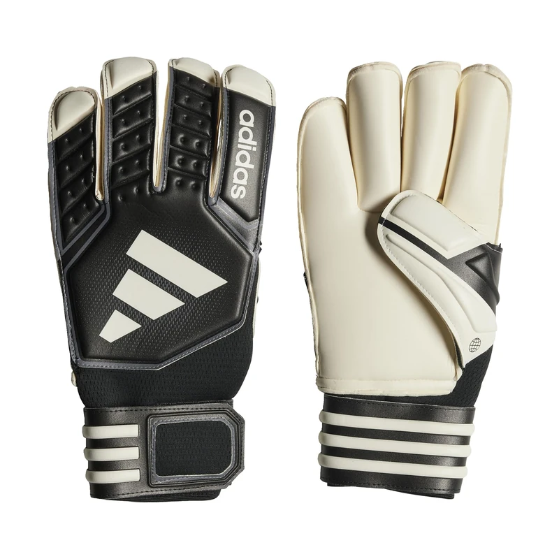adidas Unisex Goalkeeper Gloves (W/O Fingersave) Tiro League Goalkeeper Gloves, Black/White/Iron Met., HN5612, 9