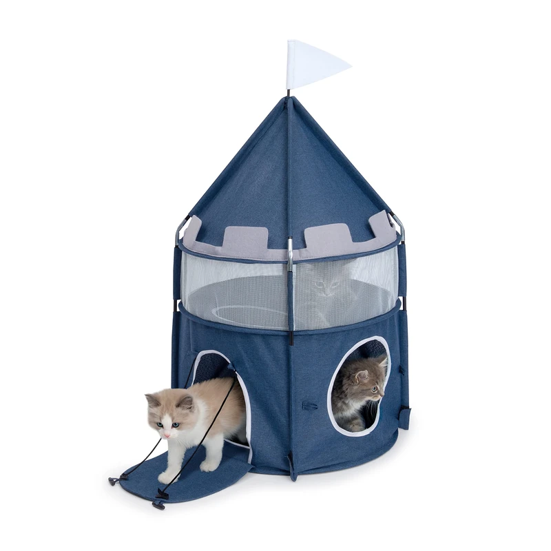 Catit VESPER Cat Castle - Blue Cat Play Tower with Cushion